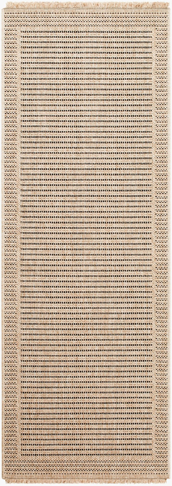 Livabliss Mirage Mge-2301 Flatweave Polypropylene Rug Cottage Fringe Accent for Entryways Tan, Black 2'7" x 7'3" MGE2301-2773