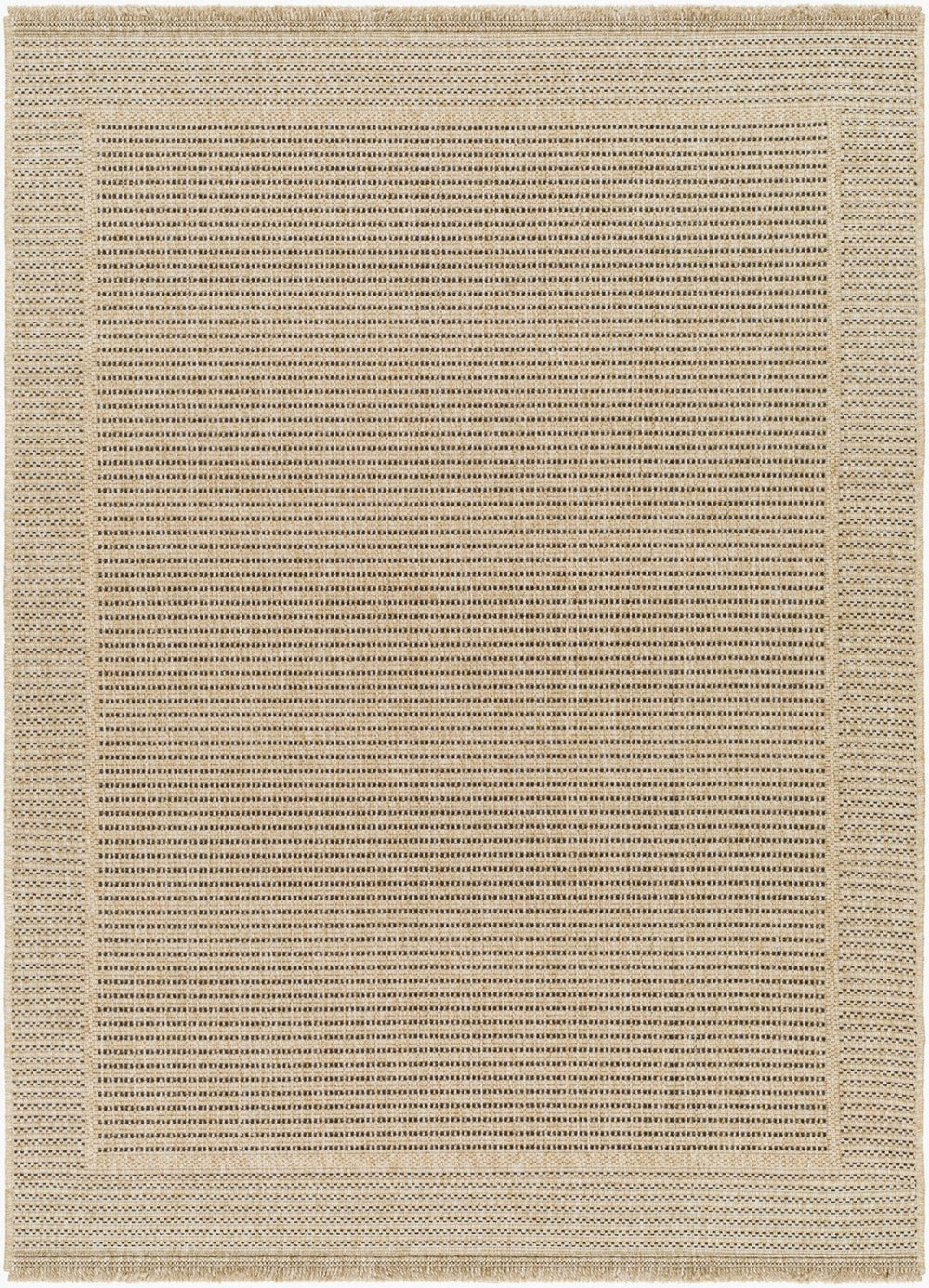 Livabliss Mirage Mge-2301 Flatweave Polypropylene Rug Cottage Fringe Accent for Entryways Tan, Black 2'2" x 3'9" MGE2301-2745