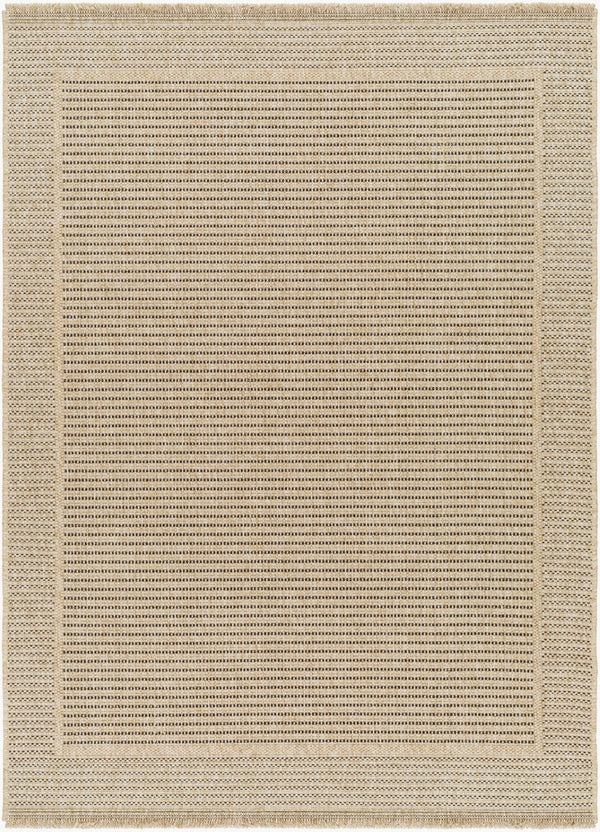 Livabliss Mirage Mge-2301 Flatweave Polypropylene Rug Cottage Fringe Accent for Entryways Tan, Black 2'2" x 3'9" MGE2301-2745