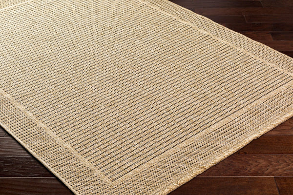 Livabliss Mirage Mge-2301 Flatweave Polypropylene Rug Cottage Fringe Accent for Entryways Tan, Black 2'7" x 7'3" MGE2301-2773