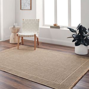 Livabliss Mirage Mge-2301 Flatweave Polypropylene Rug Cottage Fringe Accent for Entryways Tan, Black 2'2" x 3'9" MGE2301-2745