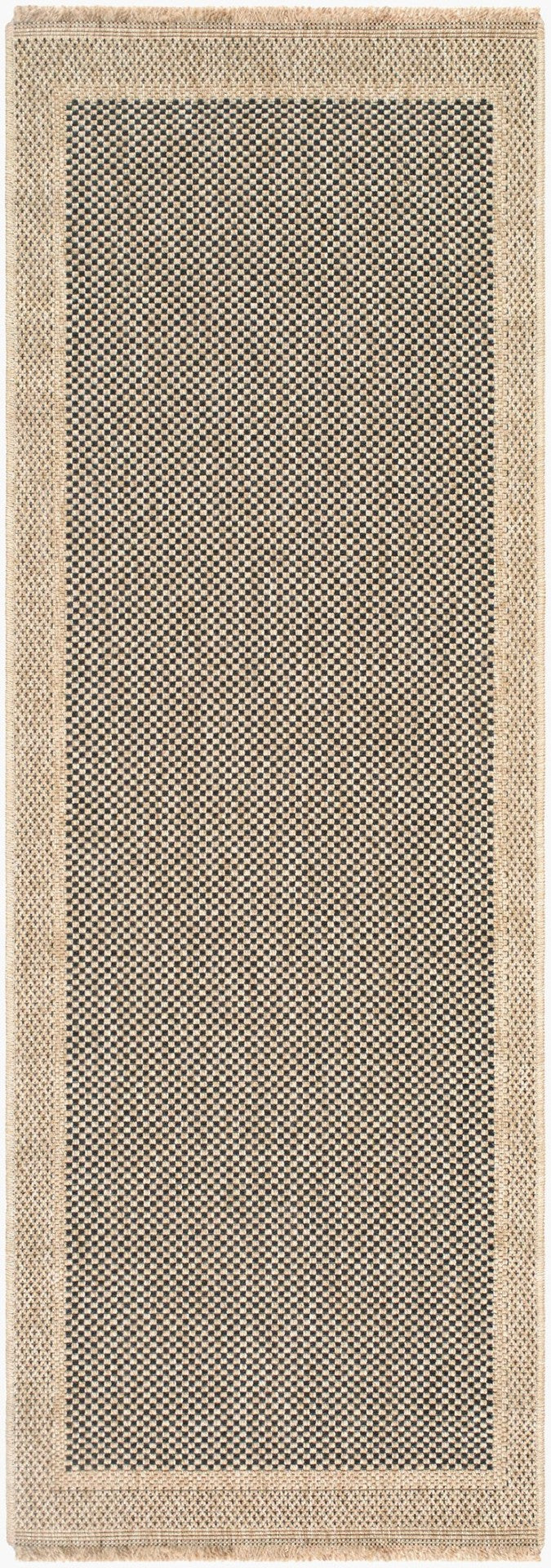 Livabliss Mirage Flatweave Polypropylene Rug Farmhouse Cottage Style for High-traffic Indoor Outdoor Areas Tan, Black 2'7" x 7'3" MGE2303-2773