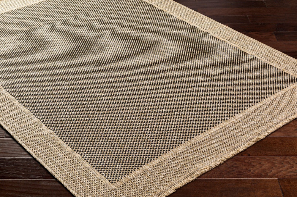 Livabliss Mirage Flatweave Polypropylene Rug Farmhouse Cottage Style for High-traffic Indoor Outdoor Areas Tan, Black 2'7" x 7'3" MGE2303-2773