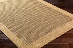 Livabliss Mirage Flatweave Polypropylene Area Rug Farmhouse Fringe Indoor Outdoor Accent Tan, Black 5'3" x 7' MGE2304-537