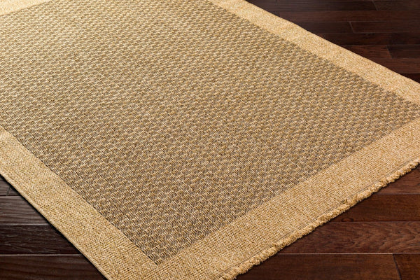Livabliss Mirage Flatweave Polypropylene Area Rug Farmhouse Fringe Indoor Outdoor Accent Tan, Black 5'3" x 7' MGE2304-537