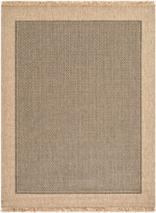Livabliss Mirage Flatweave Polypropylene Rug with Fringe Farmhouse Cottage Style for Any Room Tan, Black 2'2" x 3'9" MGE2305-2745