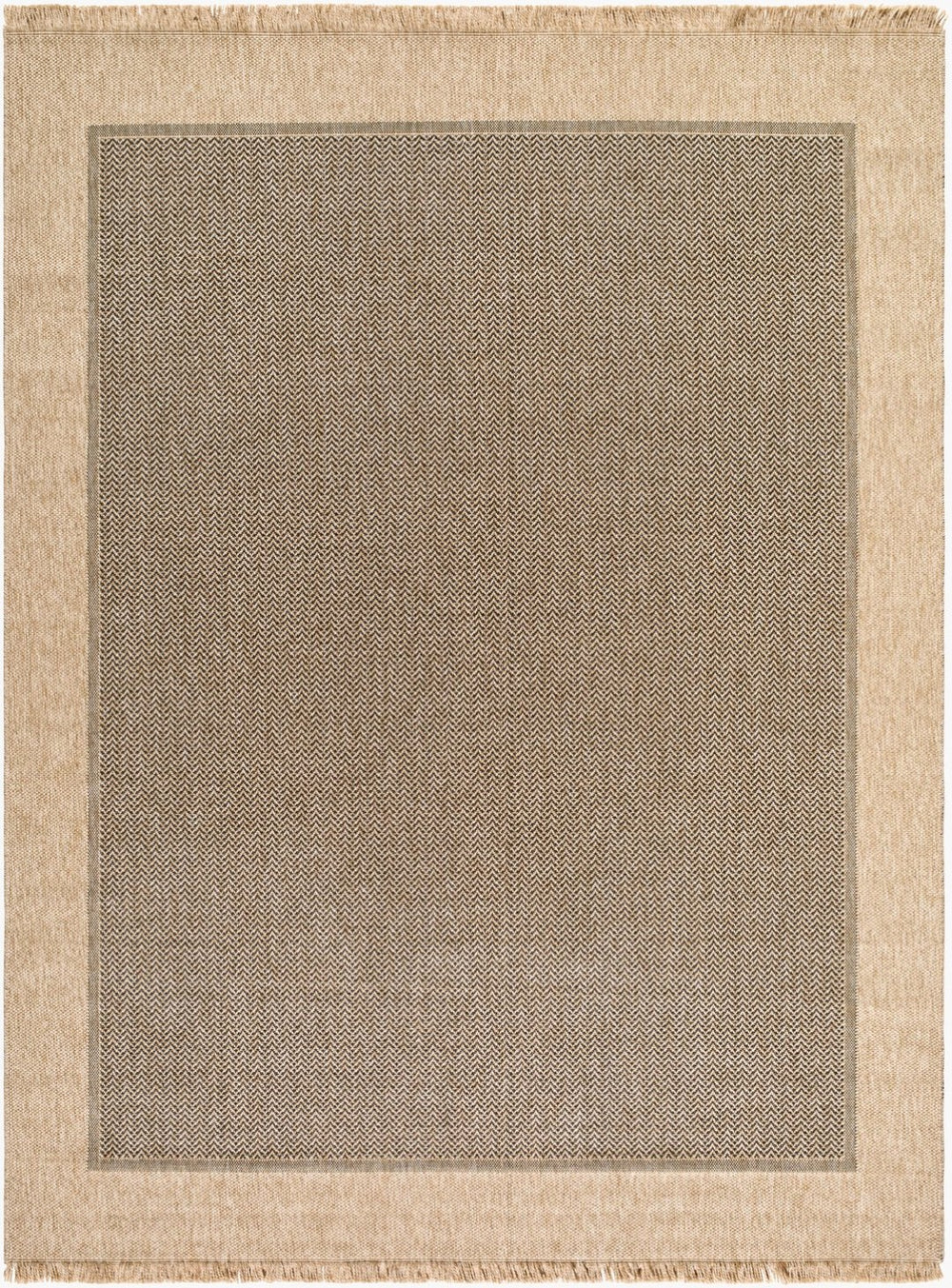 Livabliss Mirage Flatweave Polypropylene Rug with Fringe Farmhouse Cottage Style for Any Room Tan, Black 7'10" x 10' MGE2305-71010