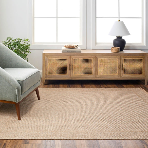 Livabliss Mirage Cottage Style Flatweave Polypropylene Area Rug with Fringe for Patio or Entryway Tan, Beige 9'2" x 12' MGE2306-9212