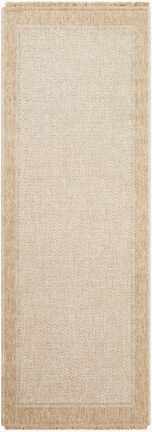 Livabliss Mirage Flatweave Polypropylene Accent Rug Farmhouse Fringe Detail for Indoor Outdoor Use Tan, Beige 2'7" x 7'3" MGE2307-2773