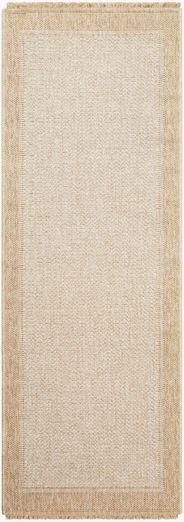 Livabliss Mirage Flatweave Polypropylene Accent Rug Farmhouse Fringe Detail for Indoor Outdoor Use Tan, Beige 2'7" x 7'3" MGE2307-2773