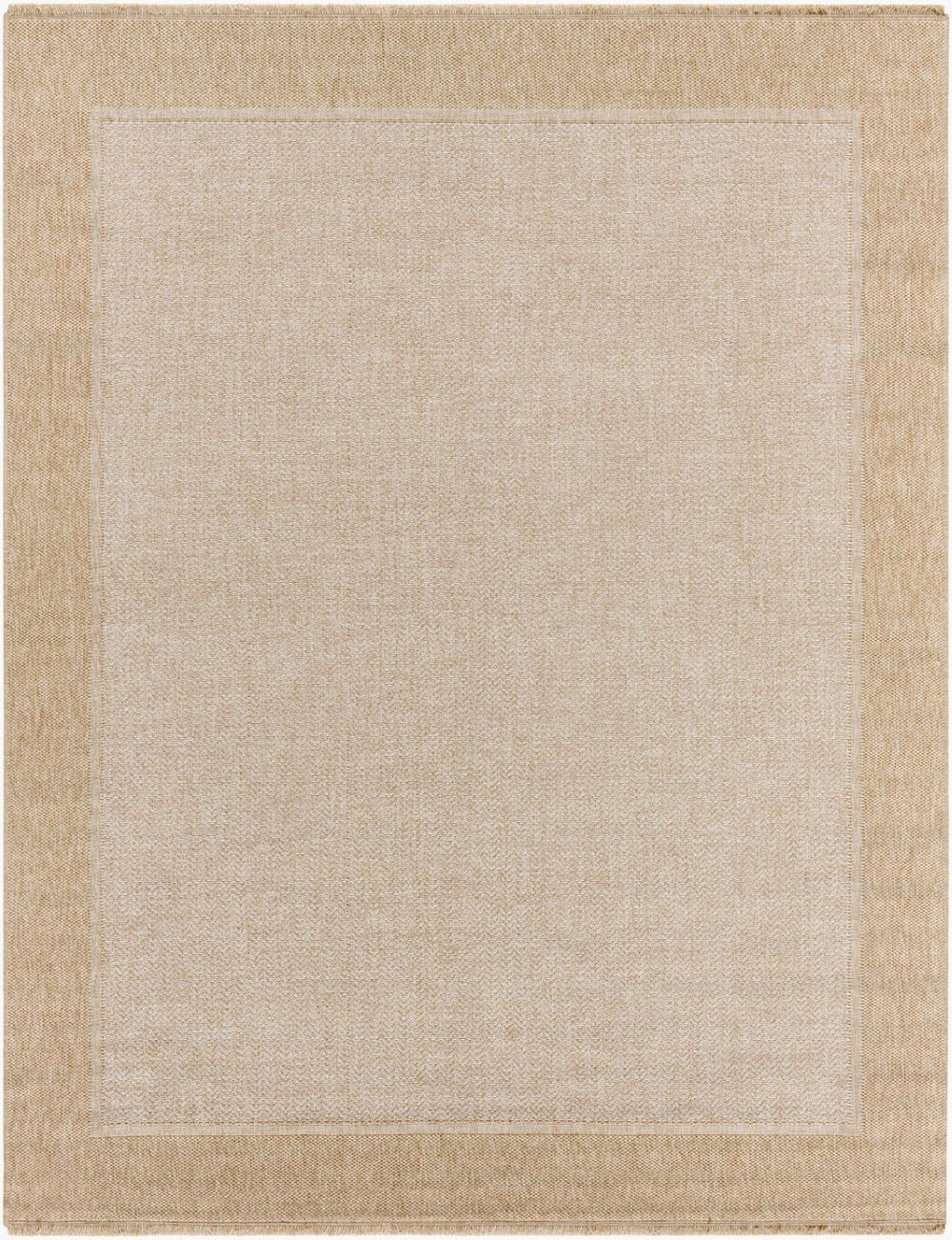 Livabliss Mirage Flatweave Polypropylene Accent Rug Farmhouse Fringe Detail for Indoor Outdoor Use Tan, Beige 7'10" x 10' MGE2307-71010