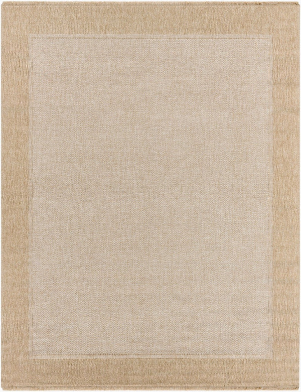 Livabliss Mirage Flatweave Polypropylene Accent Rug Farmhouse Fringe Detail for Indoor Outdoor Use Tan, Beige 7'10" x 10' MGE2307-71010