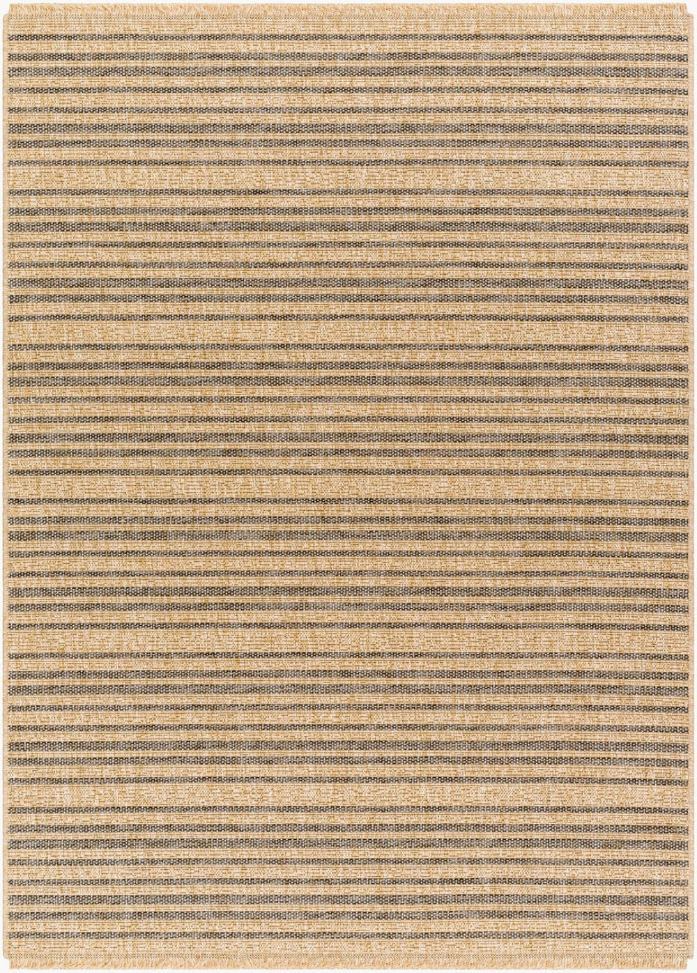 Livabliss Mirage Flatweave Polypropylene Area Rug Farmhouse Fringe Accent for Kitchen or Patio Tan, Black 5'3" x 7' MGE2308-537