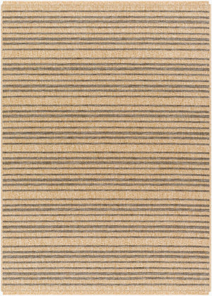 Livabliss Mirage Flatweave Polypropylene Area Rug Farmhouse Fringe Accent for Kitchen or Patio Tan, Black 5'3" x 7' MGE2308-537