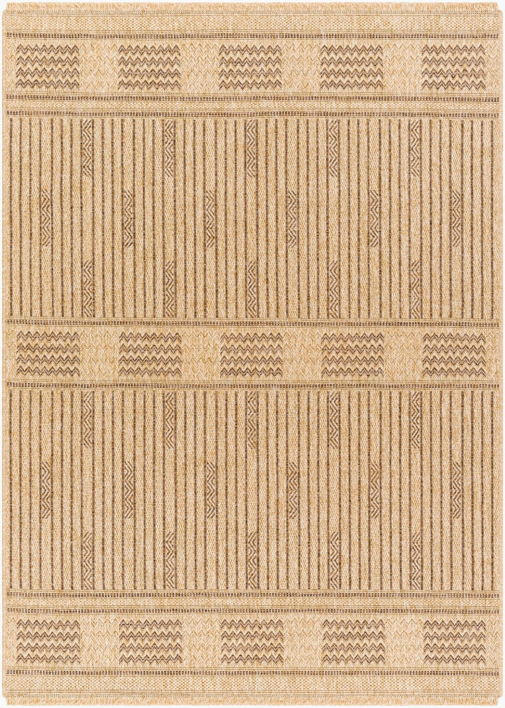 Livabliss Mirage Flatweave Polypropylene Runner Rug with Fringe for Hallways and Entryways Tan, Dark Brown 9'2" x 12' MGE2309-9212