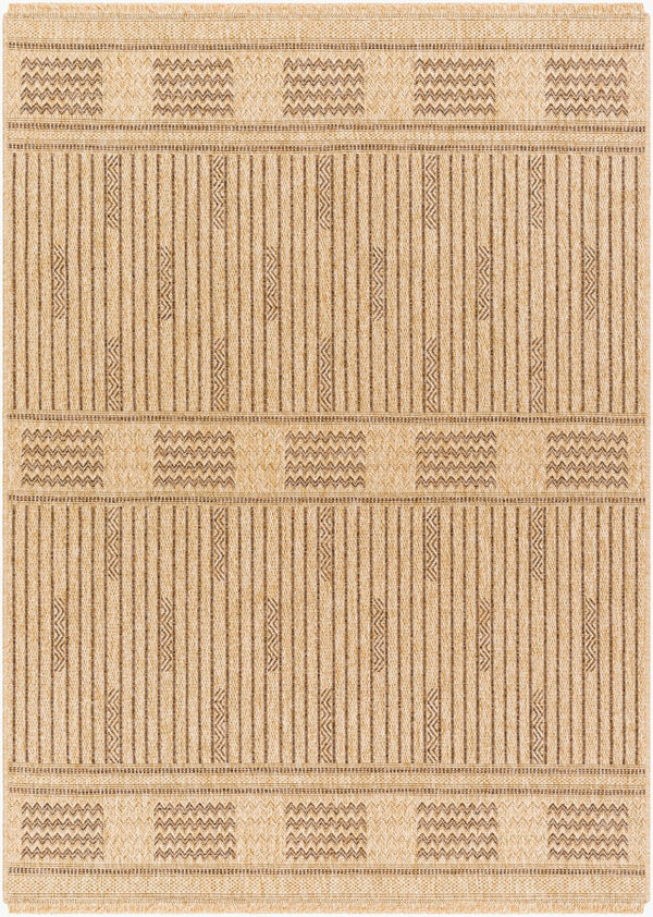 Livabliss Mirage Flatweave Polypropylene Runner Rug with Fringe for Hallways and Entryways Tan, Dark Brown 9'2" x 12' MGE2309-9212