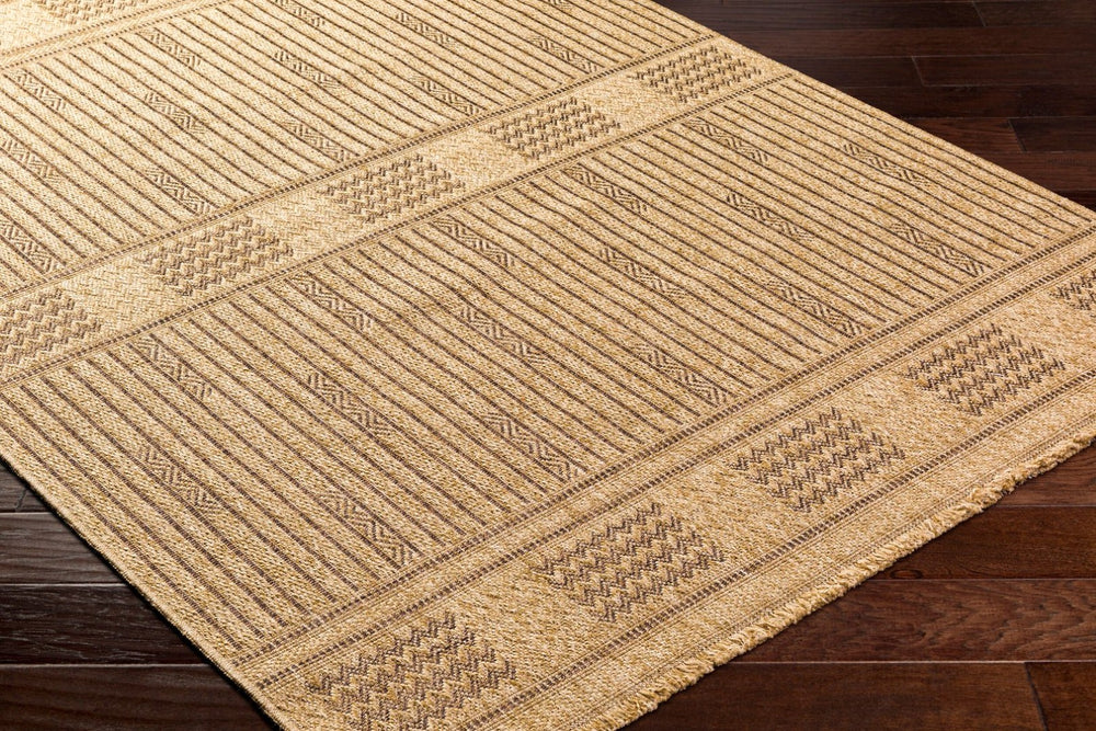 Livabliss Mirage Flatweave Polypropylene Runner Rug with Fringe for Hallways and Entryways Tan, Dark Brown 9'2" x 12' MGE2309-9212