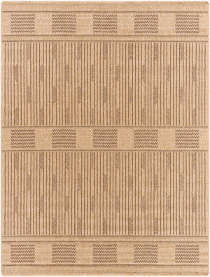 Livabliss Mirage Flatweave Polypropylene Runner Rug with Fringe for Hallways and Entryways Tan, Dark Brown 7'10" x 10' MGE2309-71010