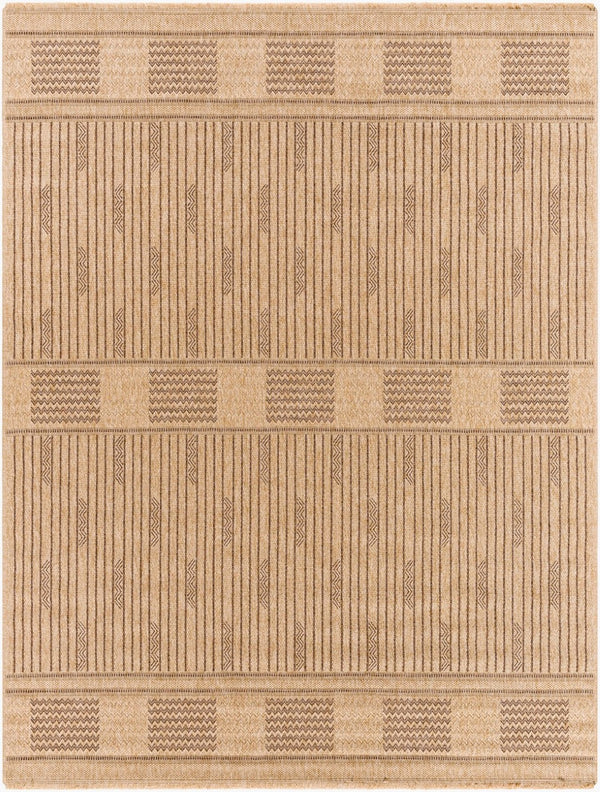 Livabliss Mirage Flatweave Polypropylene Runner Rug with Fringe for Hallways and Entryways Tan, Dark Brown 7'10" x 10' MGE2309-71010