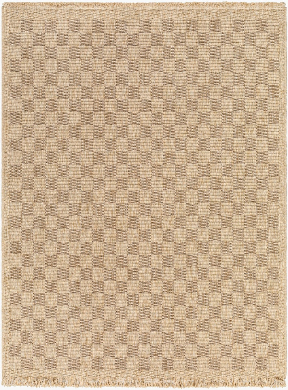 Livabliss Mirage Flatweave Polypropylene Area Rug with Fringe Farmhouse Cottage Boho Entryway Tan, Dark Brown 9'2" x 12' MGE2310-9212