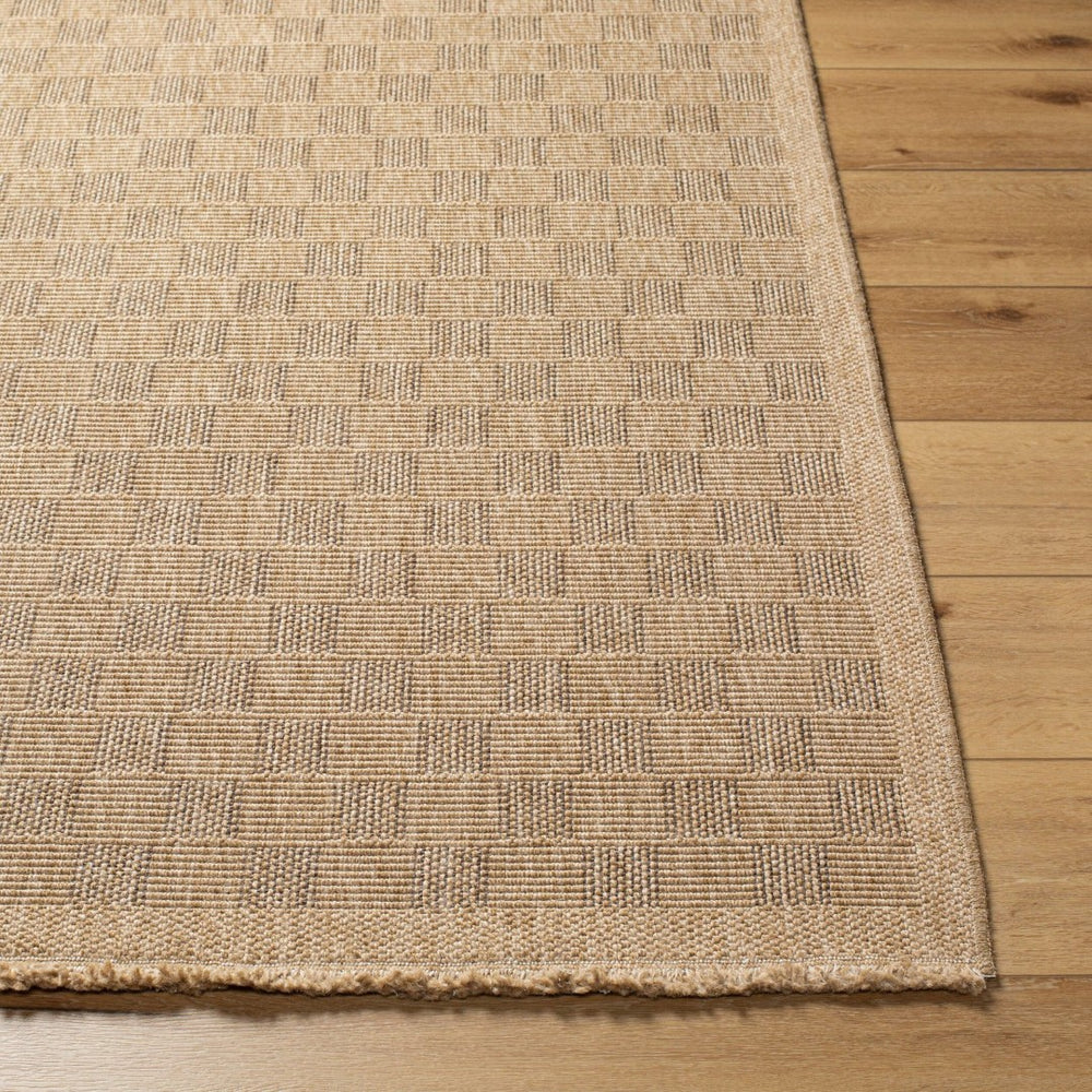 Livabliss Mirage Flatweave Polypropylene Area Rug with Fringe Farmhouse Cottage Boho Entryway Tan, Dark Brown 9'2" x 12' MGE2310-9212