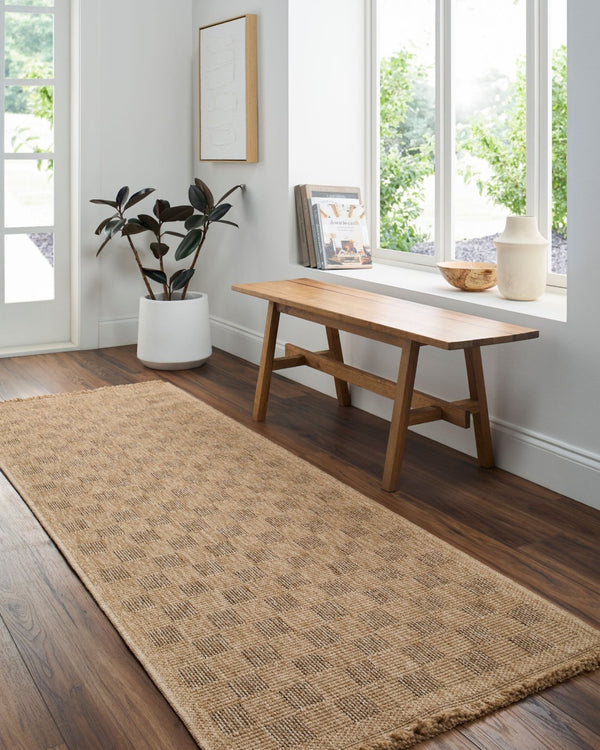 Livabliss Mirage Flatweave Polypropylene Area Rug with Fringe Farmhouse Cottage Boho Entryway Tan, Dark Brown 9'2" x 12' MGE2310-9212