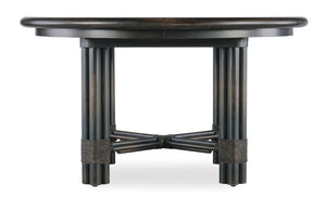 Hooker Furniture Retreat Pole Rattan Dining Table With 20" Extendable Leaf, Dune Oak Veneer, Coastal Style Appeal Dark Wood 6950-75201-99