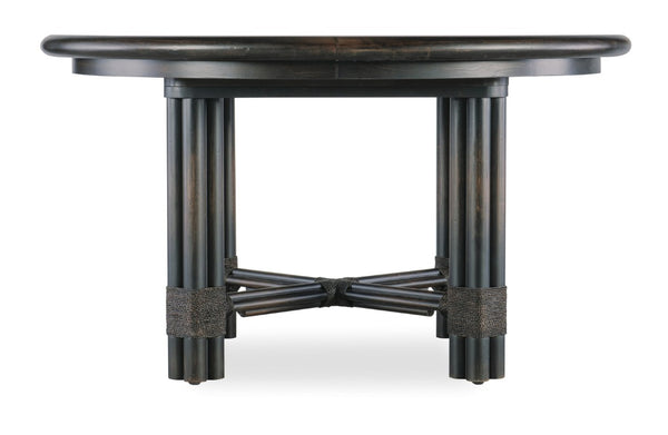 Hooker Furniture Retreat Pole Rattan Dining Table With 20" Extendable Leaf, Dune Oak Veneer, Coastal Style Appeal Dark Wood 6950-75201-99