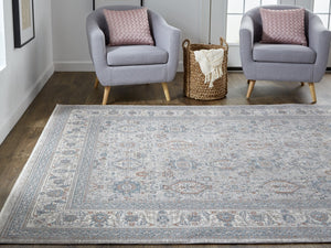 Feizy Rugs Marquette Elegant Power-loomed Rug With Traditional Persian Motifs - Stain Resistant And Durable Taupe,Silver,Blue Polyester,Acrylic Mrq3761fgrymltf06
