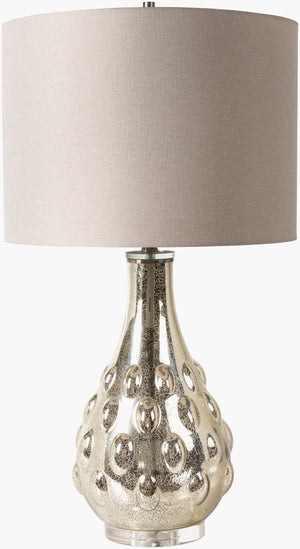 Surya Michigamme 33" Accent Table Lamp With Crystal Base & Off-white Linen Shade - Modern Elegance For Home Body, Metallic ,Silver,Base, Clear,Shade (Outside), Gray,Shade (Inside), White,Finial, Metallic ,Nickel,Harp, Metallic ,Nickel,Cord, Translucent Glass,Crystal,Linen,Iron Mgm-001