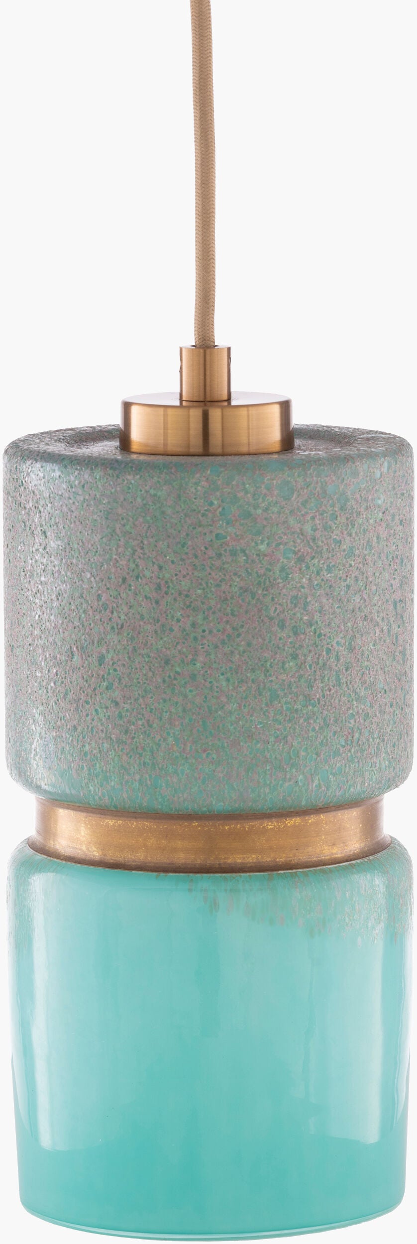 Surya Madigan Modern 6"L X 6"W X 12"H Pendant Light – Handcrafted Glass & Metal For Timeless Elegance Fixture, Aqua Glass,Metal Mgn-001