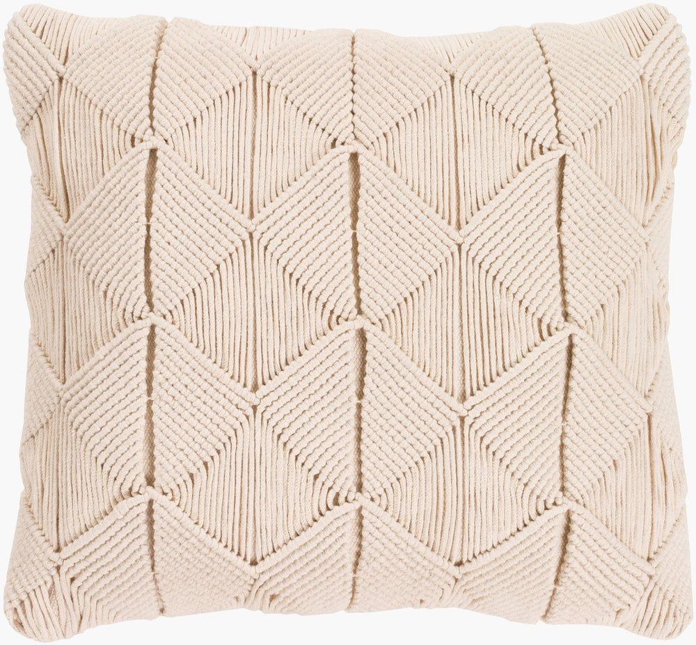 Surya Migramah Coastal Macrame Accent Pillow Kit - Handmade Cotton Set Of 2 For Chic Home Decor Cream Cotton,Cotton Mgr003-1818p