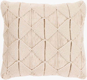 Surya Migramah Coastal Macrame Accent Pillow Kit - Handmade Cotton Set Of 2 For Chic Home Decor Cream Cotton,Cotton Mgr003-1818p