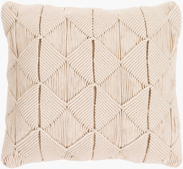 Surya Migramah Coastal Macrame Accent Pillow Kit - Handmade Cotton Set Of 2 For Chic Home Decor Cream Cotton,Cotton Mgr003-1818p
