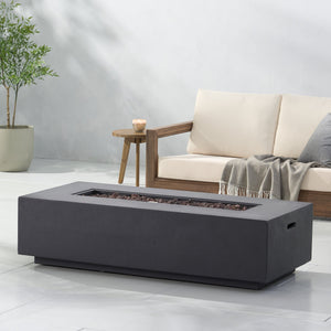 English Elm 50000 Btu Rectangular Mgo Concrete Propane Fire Table for Outdoor Patio Gatherings 59242.00-50K_59243.00