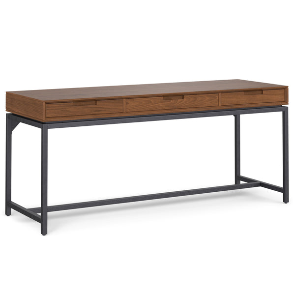 English Elm Banting - Stylish Mid Century Wide Desk In Walnut Veneer With Ample Storage & Modern Design Elements B136P158463