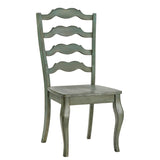 Homelegance By Top-Line Juliette French Ladder Back Wood Dining Chairs (Set of 2) Green Rubberwood