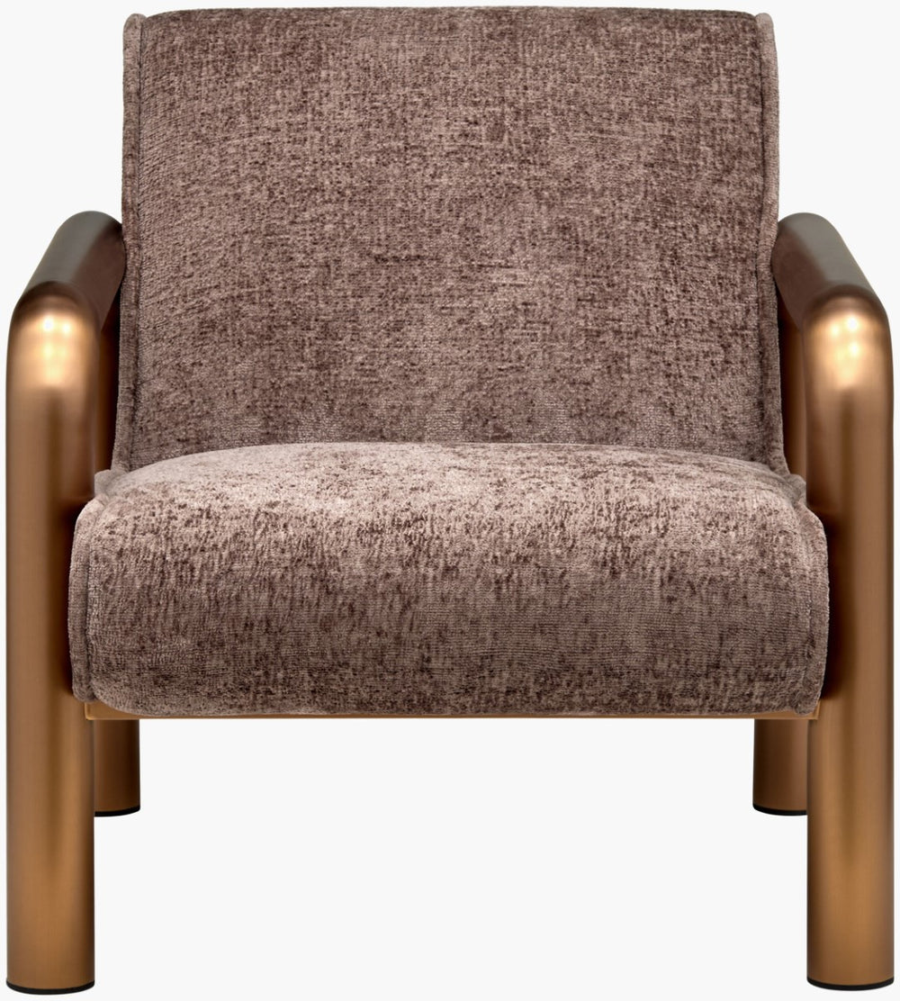 Surya Magnus Accent Chair - Elegant 31"H X 30"W X 33"D Plush Upholstered Seating With Stainless Steel Base Upholstery, Medium Brown,Base, Metallic ,Brass Polyester,Stainless Steel,Polyurethane Foam,Dacron Mgus001-313033
