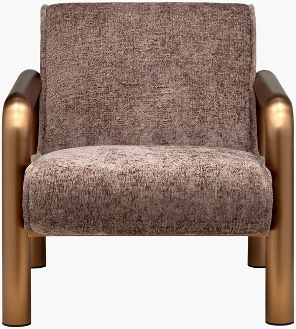 Surya Magnus Accent Chair - Elegant 31"H X 30"W X 33"D Plush Upholstered Seating With Stainless Steel Base Upholstery, Medium Brown,Base, Metallic ,Brass Polyester,Stainless Steel,Polyurethane Foam,Dacron Mgus001-313033