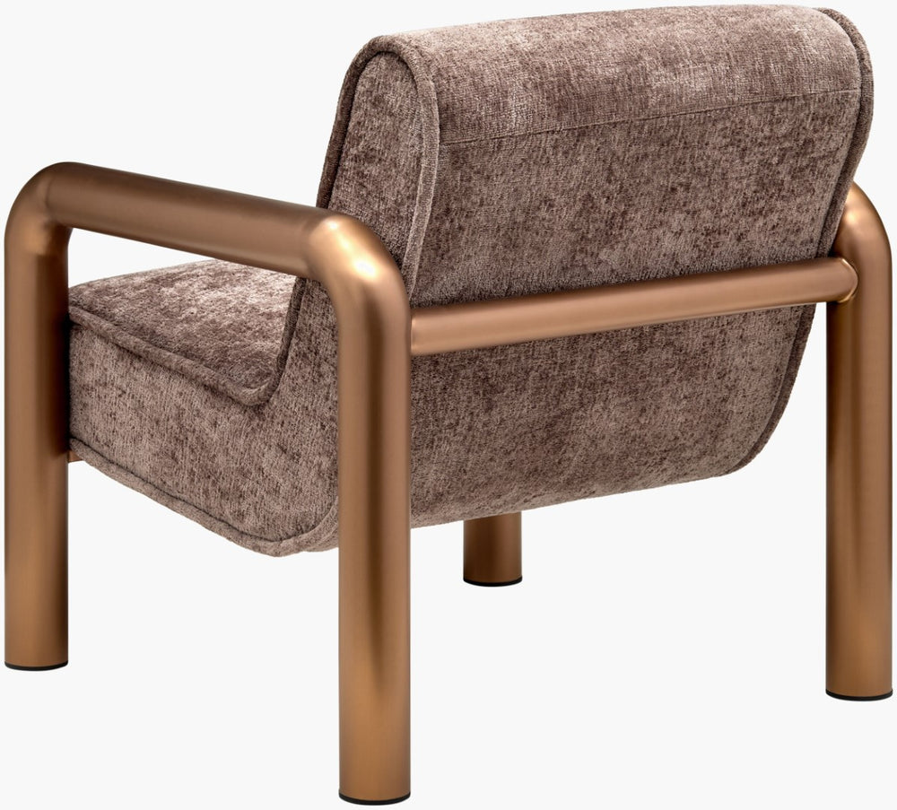 Surya Magnus Accent Chair - Elegant 31"H X 30"W X 33"D Plush Upholstered Seating With Stainless Steel Base Upholstery, Medium Brown,Base, Metallic ,Brass Polyester,Stainless Steel,Polyurethane Foam,Dacron Mgus001-313033