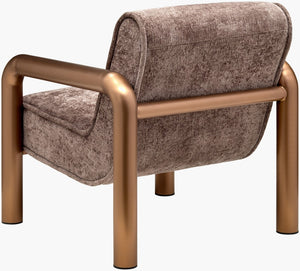 Surya Magnus Accent Chair - Elegant 31"H X 30"W X 33"D Plush Upholstered Seating With Stainless Steel Base Upholstery, Medium Brown,Base, Metallic ,Brass Polyester,Stainless Steel,Polyurethane Foam,Dacron Mgus001-313033