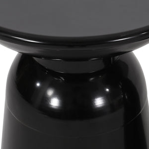 English Elm Outdoor Powder-coated Iron Pedestal Side Table for Patio and Lounge Spaces Black 73615.00BLK