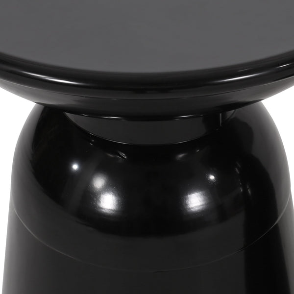 English Elm Outdoor Powder-coated Iron Pedestal Side Table for Patio and Lounge Spaces Black 73615.00BLK