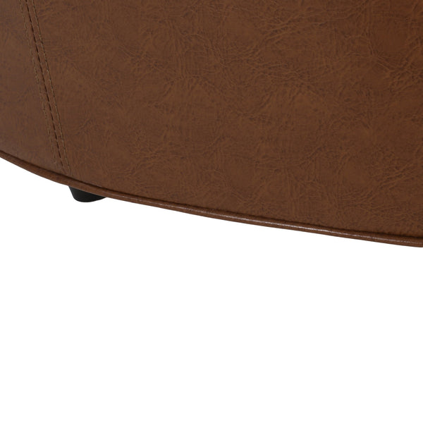 English Elm Ottoman Square Faux Leather Footrest with Rustic Grain Texture for Living Room 71832.00