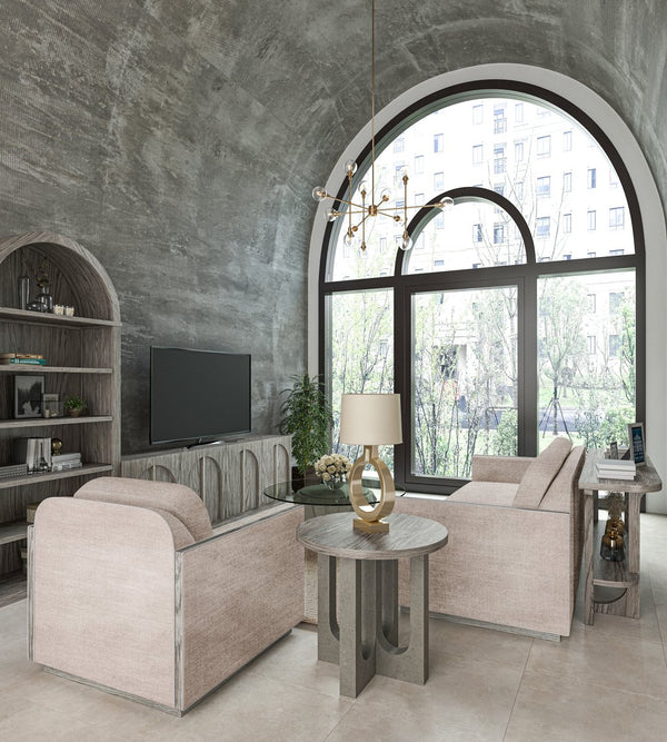 A.R.T. Furniture Bastion Lounge Chair In Mink Finish - Contemporary Design With Silvery Chenille Blend Fabric Comfort  Parrwood Frame In The Mink Finish 763503-5354