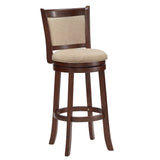 Homelegance By Top-Line Sydney Upholstered Back Swivel 29" Bar Height Stool Beige Rubberwood