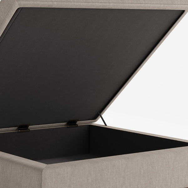 English Elm Owen Square Coffee Table Storage Ottoman - Mid-Century Style, Versatile Seating And Hidden Storage B136P159945-GIGA