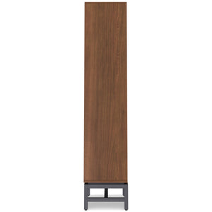 English Elm Banting Mid-Century Bookcase - Stylish Walnut Veneer With Adjustable Shelves & Industrial Frame B136P158467