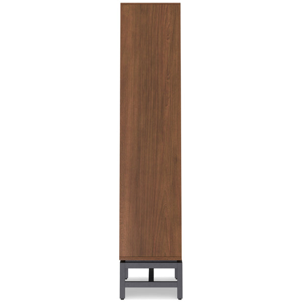 English Elm Banting Mid-Century Bookcase - Stylish Walnut Veneer With Adjustable Shelves & Industrial Frame B136P158467