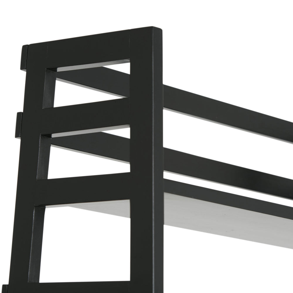 English Elm Acadian Ladder Shelf Bookcase - Handcrafted Solid Wood, 5 Wide Shelves In Elegant Black Finish B136P159679